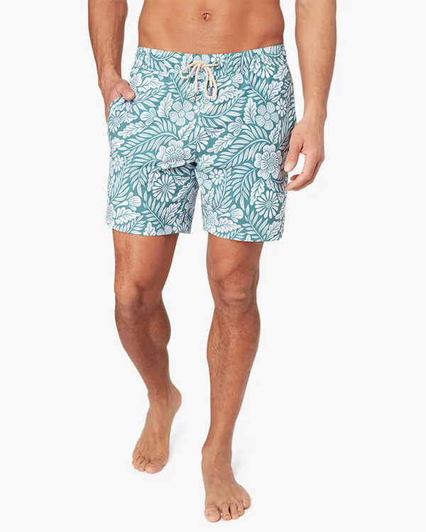 Fair Harbor Bayberry Trunk - Green Floral - Line In The Sand Swim